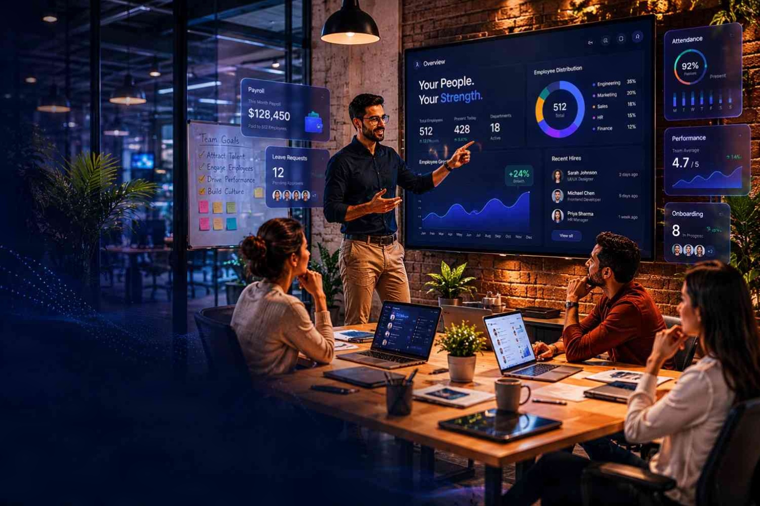 Human resource management software dashboard — HRM development services